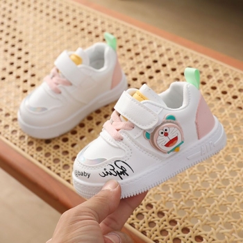 Dječje tople tenisice za malu djecu s Velcro kopčanjem, gornji dio od umjetne kože, karikatura uzorak, mekana potplat od sintetičke gume