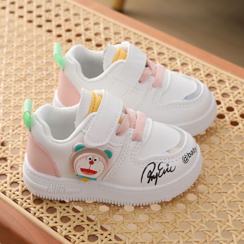Dječje tople tenisice za malu djecu s Velcro kopčanjem, gornji dio od umjetne kože, karikatura uzorak, mekana potplat od sintetičke gume