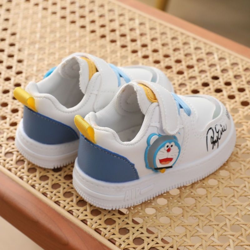 Dječje tople tenisice za malu djecu s Velcro kopčanjem, gornji dio od umjetne kože, karikatura uzorak, mekana potplat od sintetičke gume
