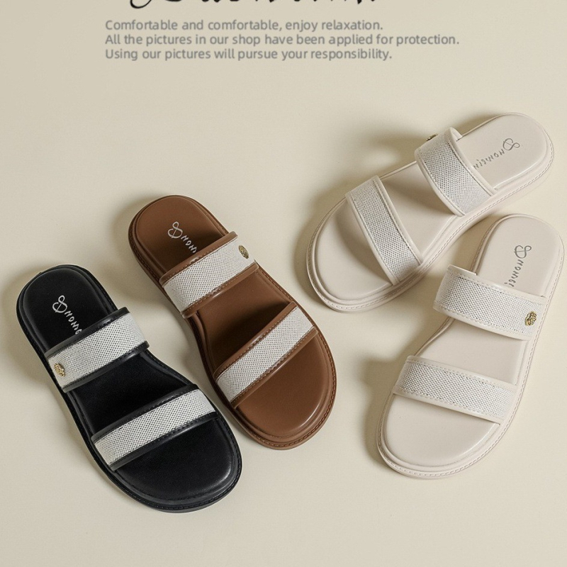 Vintage stílusú női szandál, slip-on kialakítás, PU felsőrész, gumírozott talp, pamut bélés