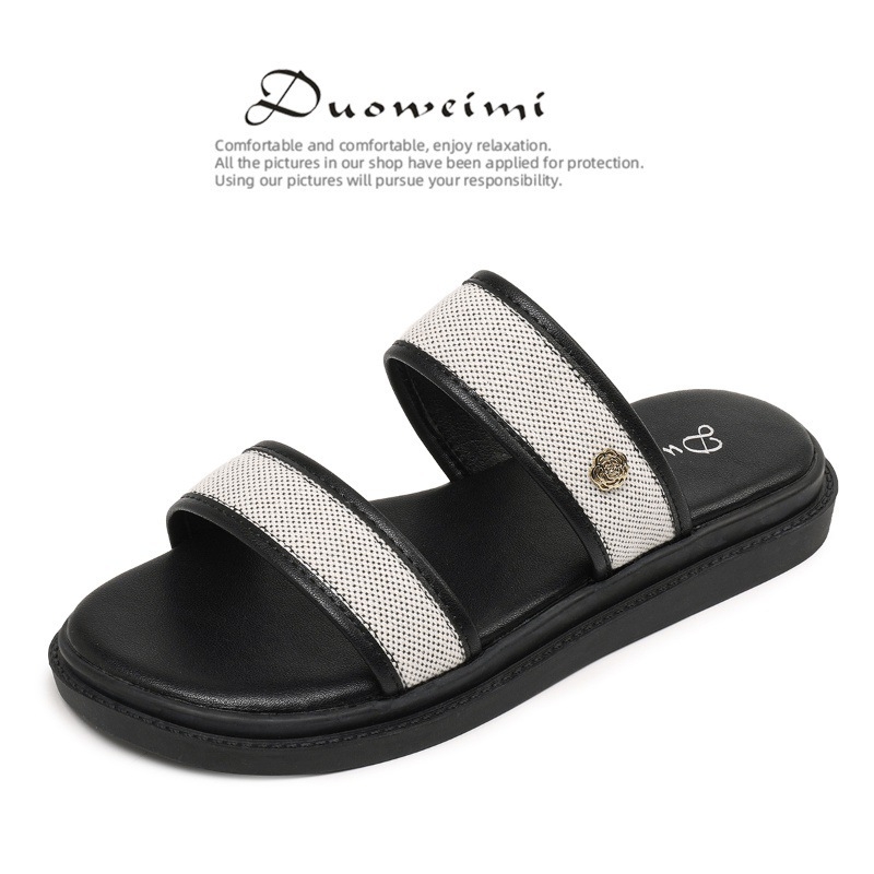 Vintage stílusú női szandál, slip-on kialakítás, PU felsőrész, gumírozott talp, pamut bélés