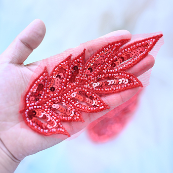 Δαντελένια εφαρμογή με χάντρες σε άνθος – Πολυεστέρας; κατάλληλη για νυφικά φορέματα, αξεσουάρ μαλλιών, παπούτσια, ρούχα, DIY; Μάρκα Jin Han Xuan