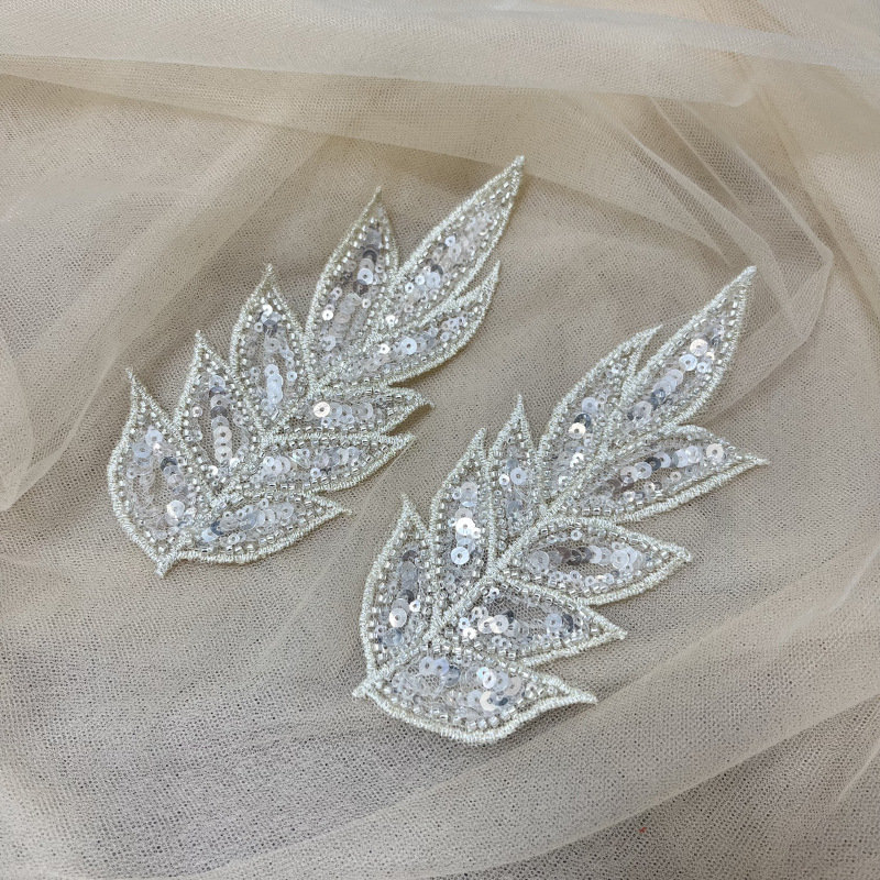 Δαντελένια εφαρμογή με χάντρες σε άνθος – Πολυεστέρας; κατάλληλη για νυφικά φορέματα, αξεσουάρ μαλλιών, παπούτσια, ρούχα, DIY; Μάρκα Jin Han Xuan