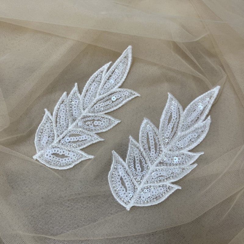 Δαντελένια εφαρμογή με χάντρες σε άνθος – Πολυεστέρας; κατάλληλη για νυφικά φορέματα, αξεσουάρ μαλλιών, παπούτσια, ρούχα, DIY; Μάρκα Jin Han Xuan