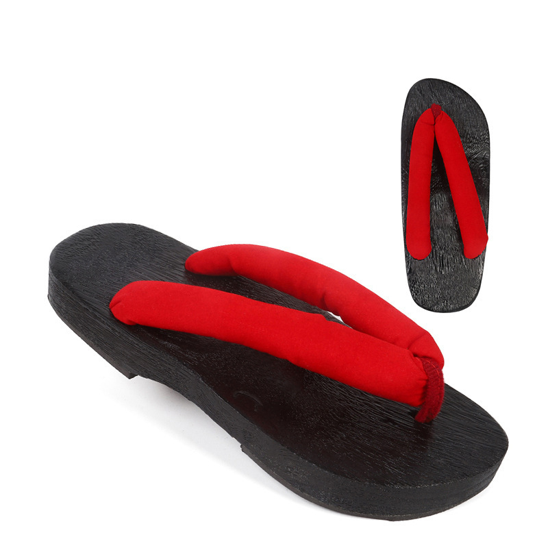Flip-flops cu vârf rotund, partea superioară din bumbac, toc mic 1–3 cm, stil japonez