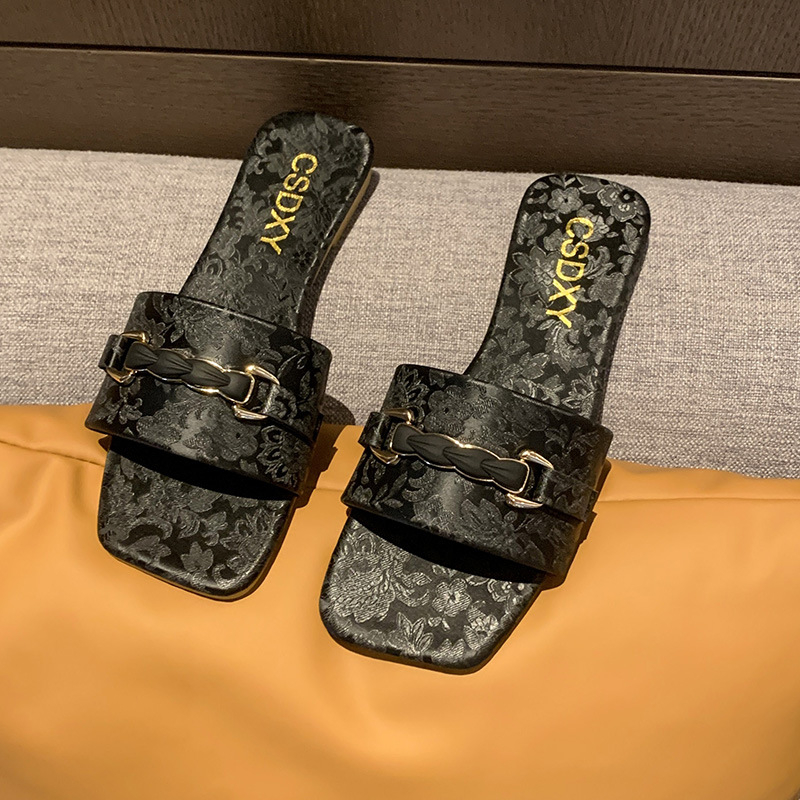 Slapi de plajă pentru femei, cu partea superioară PU, talpă din cauciuc, închidere cu un singur pas, culoare solidă, toamnă 2024