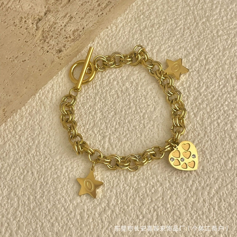 Европейска и американска трансгранична гривна от титаниева стомана за жени, корейски стил, неръждаема стомана, запазваща цвета, бижута с циркони с инкрустация от диаманти, семпли и модерни смесени стилове на едро.