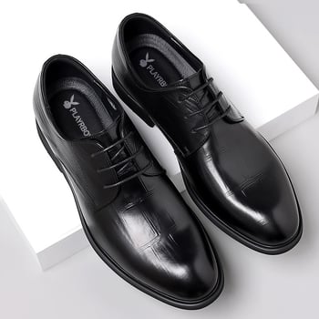 Pantofi derby din piele pentru bărbați, vârf ascuțit, partea superioară din piele de vițel în două straturi, talpă din cauciuc, șireturi, căptușeală din piele microfibră