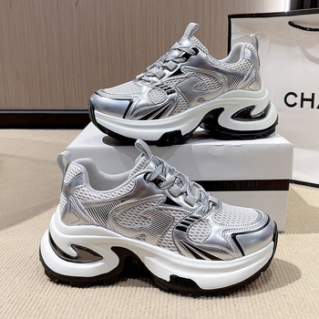 Pantofi casual din plasă pentru femei, cu șireturi, platformă 3-5 cm, talpă din cauciuc