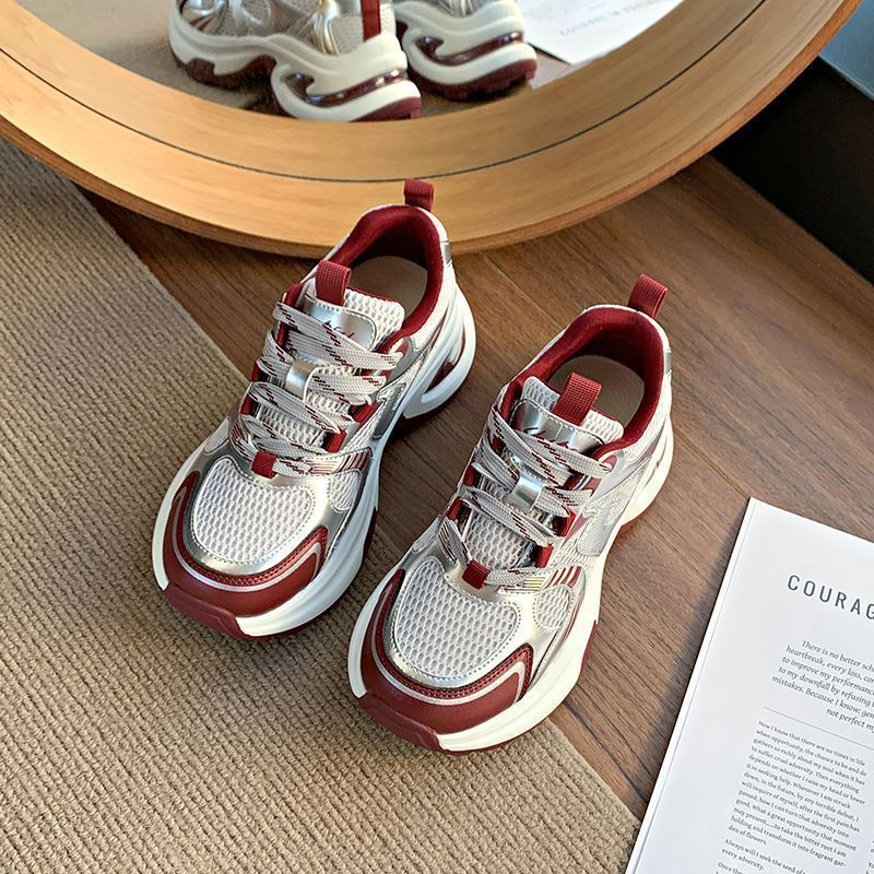 Pantofi casual din plasă pentru femei, cu șireturi, platformă 3-5 cm, talpă din cauciuc