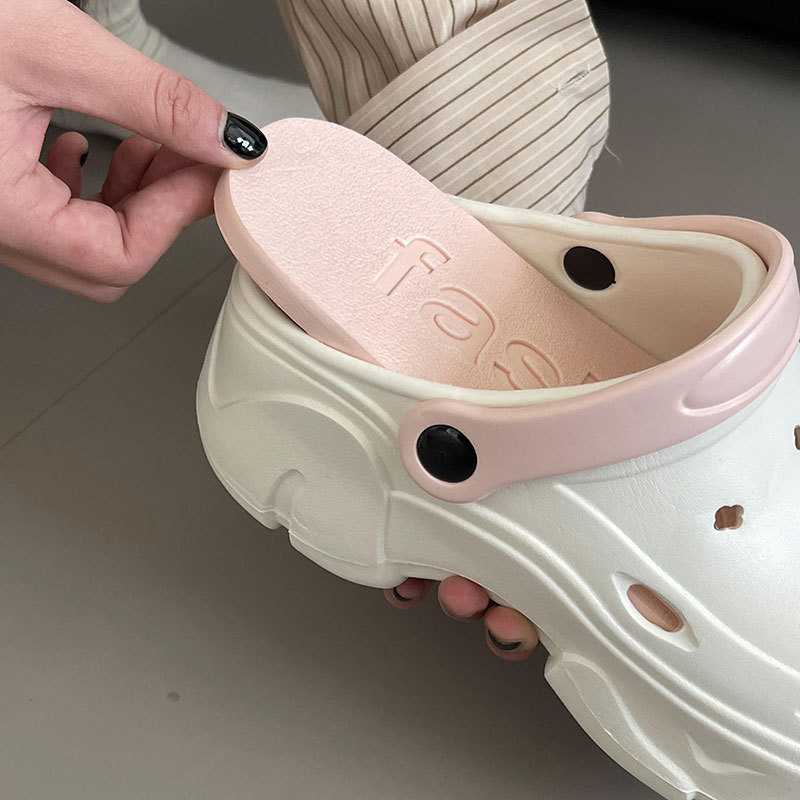 Clogs pentru femei cu găuri, talpă groasă 3 cm+, partea superioară și talpa din EVA, antiderapant, susținere a arcului, vârf închis