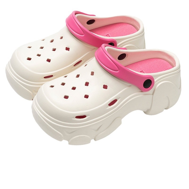 Clogs pentru femei cu găuri, talpă groasă 3 cm+, partea superioară și talpa din EVA, antiderapant, susținere a arcului, vârf închis