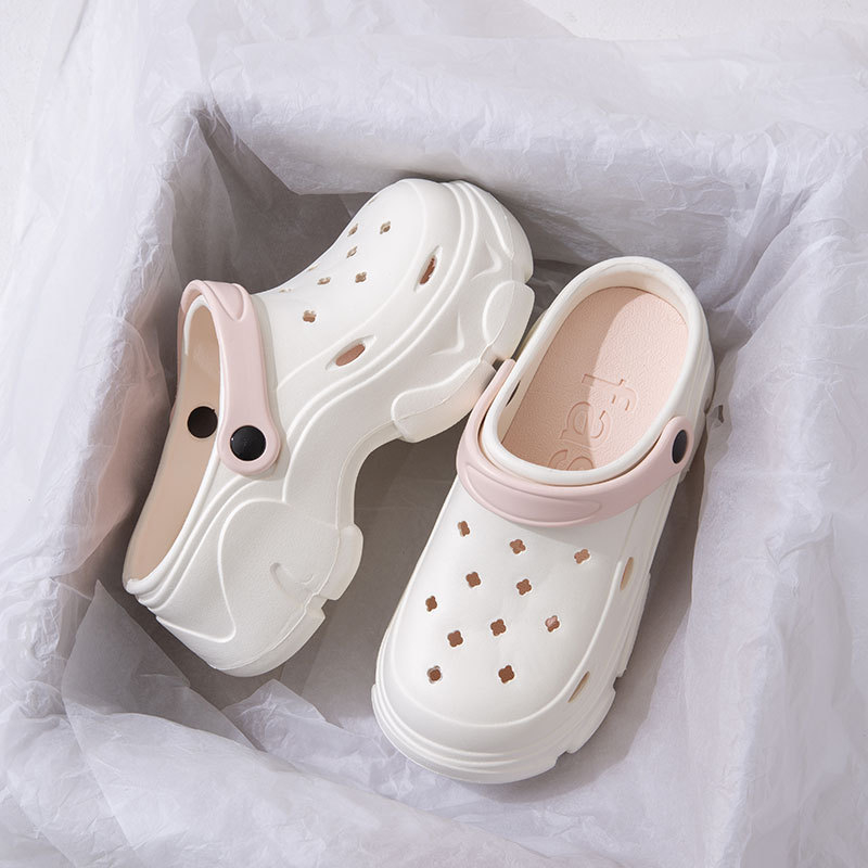 Clogs pentru femei cu găuri, talpă groasă 3 cm+, partea superioară și talpa din EVA, antiderapant, susținere a arcului, vârf închis