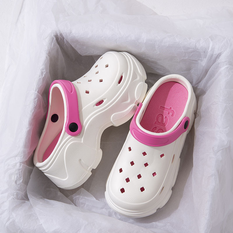 Clogs pentru femei cu găuri, talpă groasă 3 cm+, partea superioară și talpa din EVA, antiderapant, susținere a arcului, vârf închis