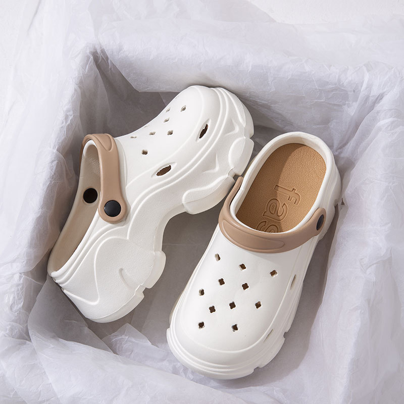 Clogs pentru femei cu găuri, talpă groasă 3 cm+, partea superioară și talpa din EVA, antiderapant, susținere a arcului, vârf închis