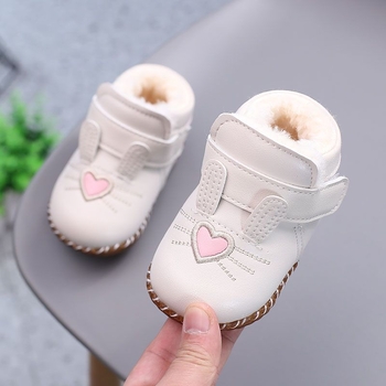 Pantofi de iarnă pentru fetițe, talpă antiaderentă, căptuți fleece, partea superioară din piele microfibră, model desen animat prințesa, 12-36 luni