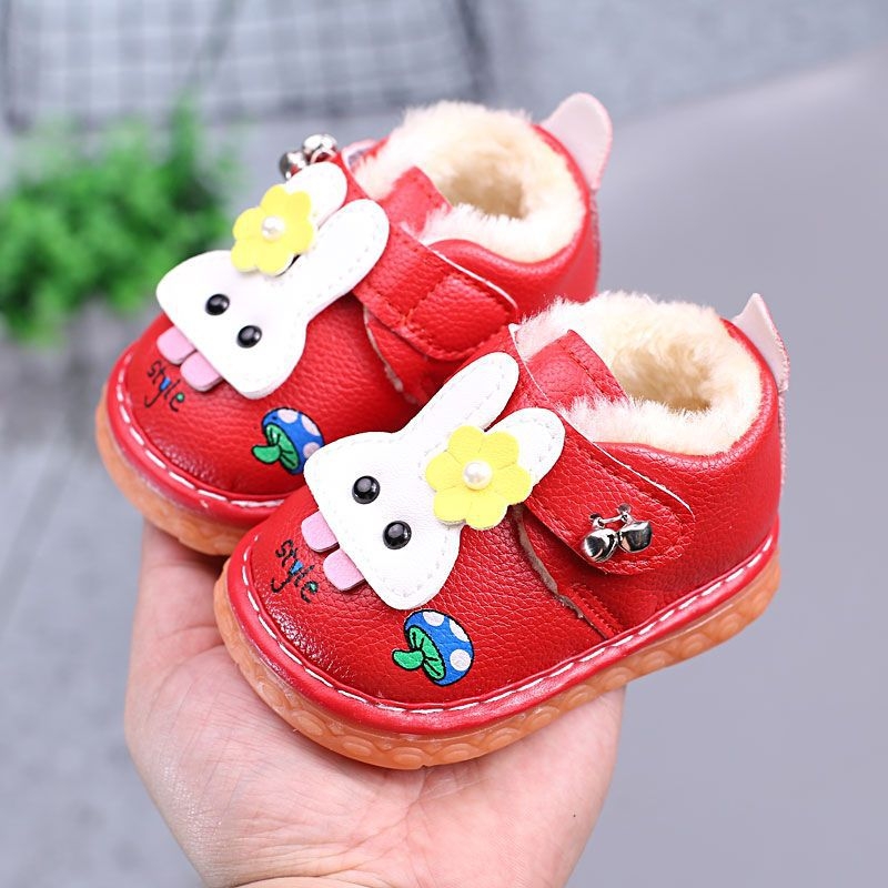 Pantofi de iarnă pentru fetițe, talpă antiaderentă, căptuți fleece, partea superioară din piele microfibră, model desen animat prințesa, 12-36 luni