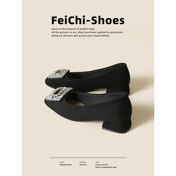 Pantofi dama cu vârf pătrat, toc mediu 3–6 cm, partea superioară satinată, talpă din cauciuc, slip-on