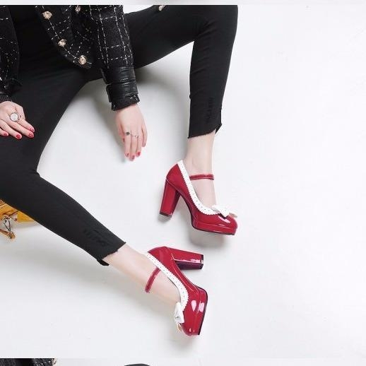 Plošne cipele, japanski stil Mary Jane, PU gornji dio, niski potpetica ispod 3 cm, kopča s jednim remenom