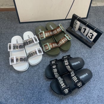 Sandale cu o curea, partea superioară PVC, talpă PVC, căptușeală din lână