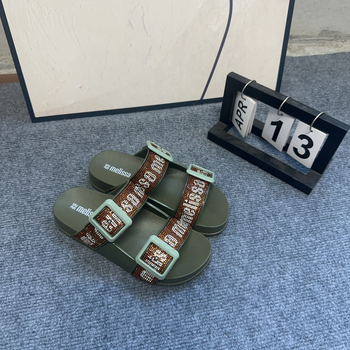 Sandale cu o curea, partea superioară PVC, talpă PVC, căptușeală din lână