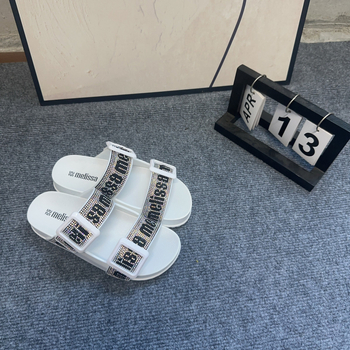 Sandale cu o curea, partea superioară PVC, talpă PVC, căptușeală din lână