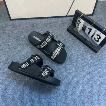 Sandale cu o curea, partea superioară PVC, talpă PVC, căptușeală din lână