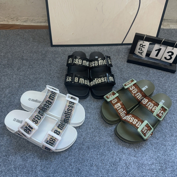 Sandale cu o curea, partea superioară PVC, talpă PVC, căptușeală din lână