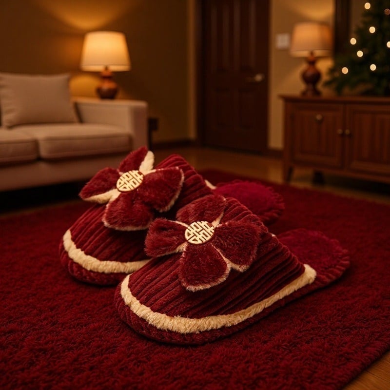 TUOTUOGOU Unisex χειμερινές παντόφλες για το σπίτι, πάνω μέρος από σουέν, αντιολισθητική σόλα PVC, επένδυση βελουδένια, πάχος 1.5–3.5 cm