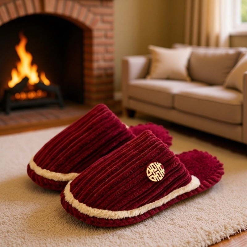 TUOTUOGOU Unisex χειμερινές παντόφλες για το σπίτι, πάνω μέρος από σουέν, αντιολισθητική σόλα PVC, επένδυση βελουδένια, πάχος 1.5–3.5 cm