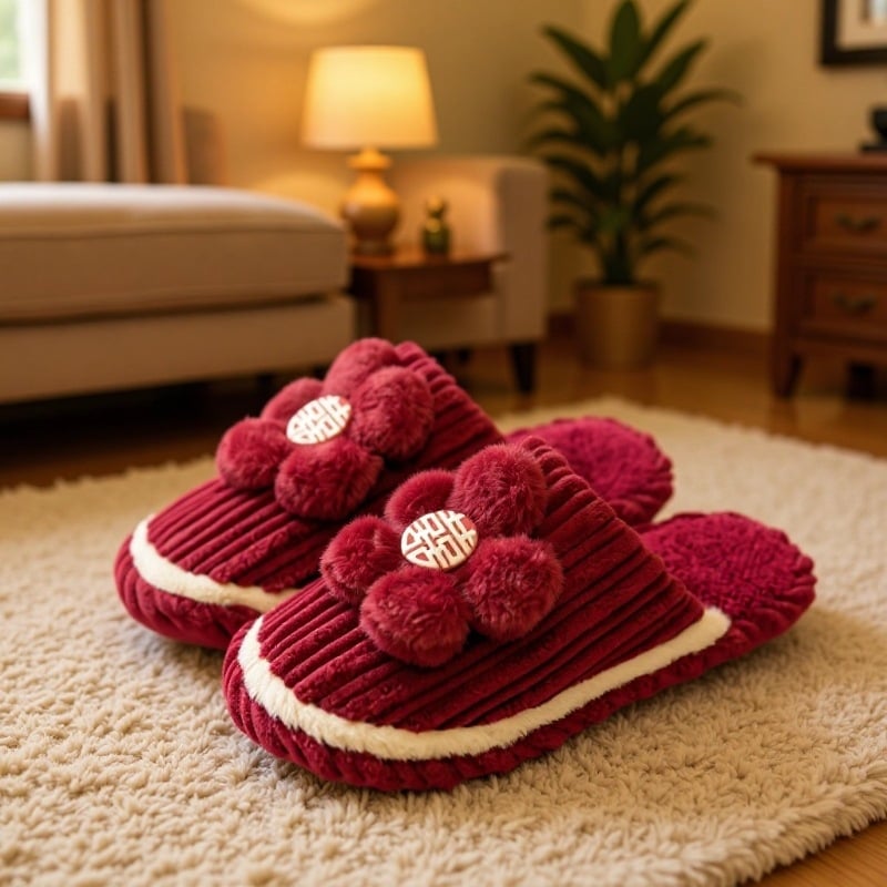 TUOTUOGOU Unisex χειμερινές παντόφλες για το σπίτι, πάνω μέρος από σουέν, αντιολισθητική σόλα PVC, επένδυση βελουδένια, πάχος 1.5–3.5 cm