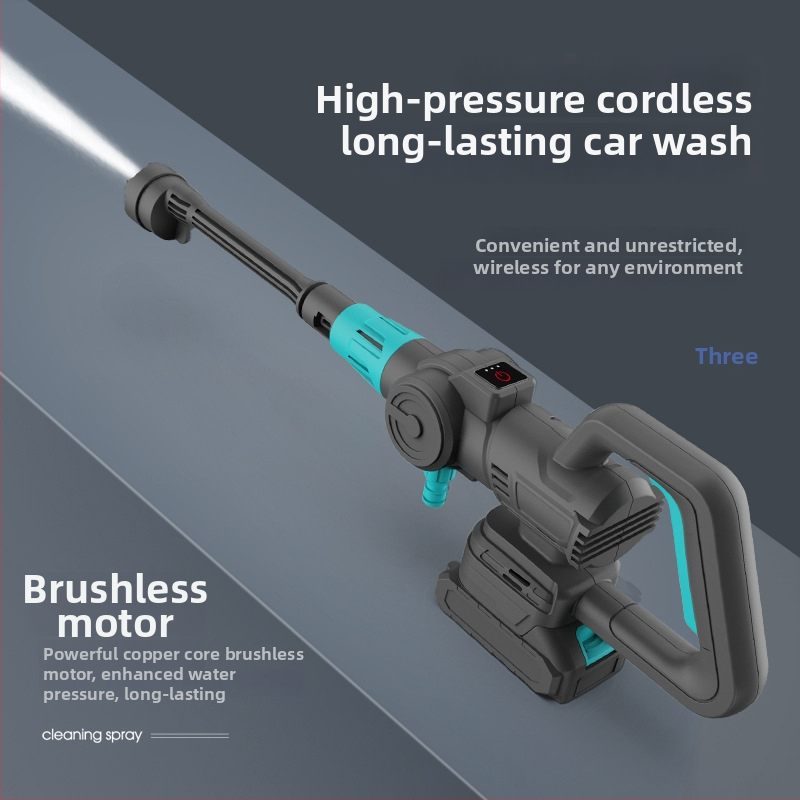 Prenosné bezdrôtové zariadenie na umývanie áut s vysokotlakovým pištolí, napájané lítiovou batériou, 21V, 315W, prietok 4,2 kg/min, hmotnosť 0,96 kg