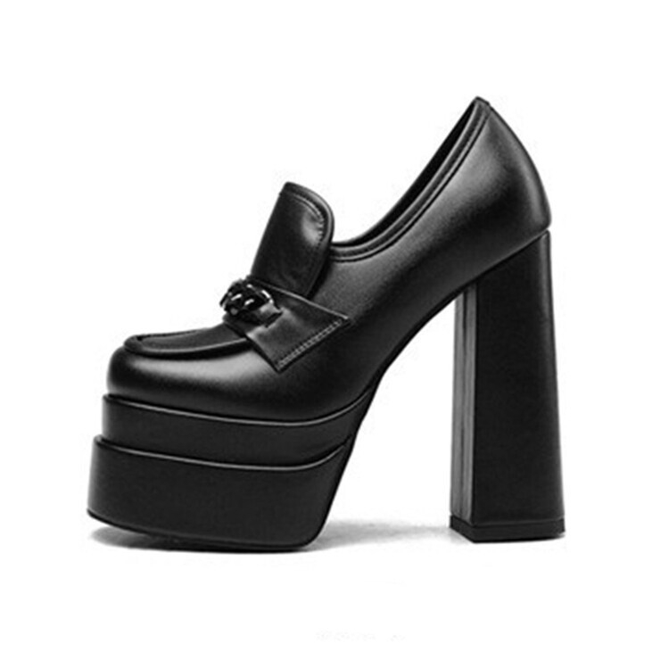 Ženske visoke potpetice s debelim potpeticama, 14 cm, zaobljen vrh, PU gornji dio
