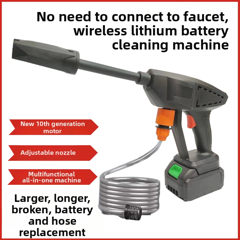 Dispozitiv de spălare auto fără fir cu înaltă presiune, 21V, 300W, rezervor 5L, furtun de 5 m