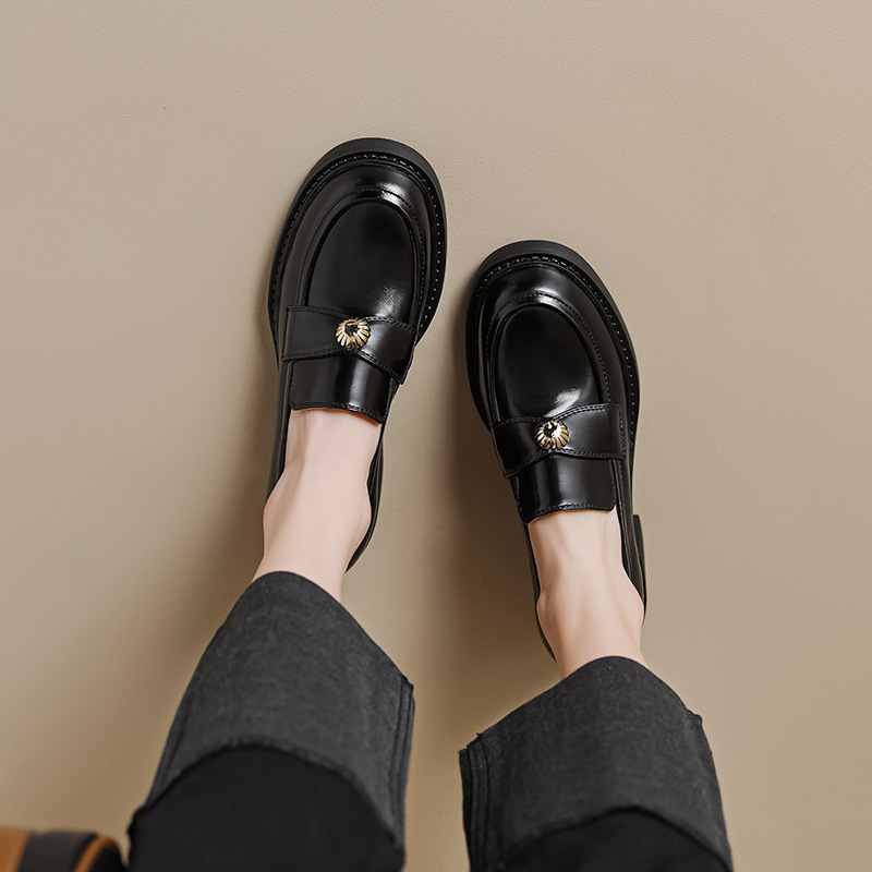 Ženske cipele s visokim petama, okrugli vrh, vamp od kože, šaren dizajn, chunky peta 6-8 cm, retro stil, slip-on