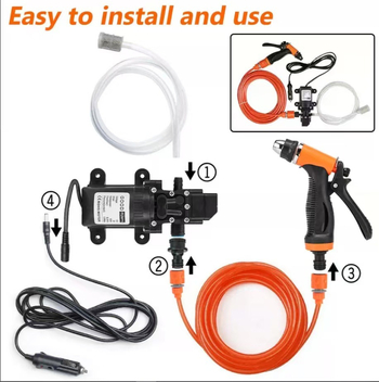 Pistolă de spălat auto cu presiune înaltă 12V - Portabil, pompă electrică, brand Smooth Hair, presiune de lucru 0.5, furtun de ieșire 4-8 m, greutate 1.2