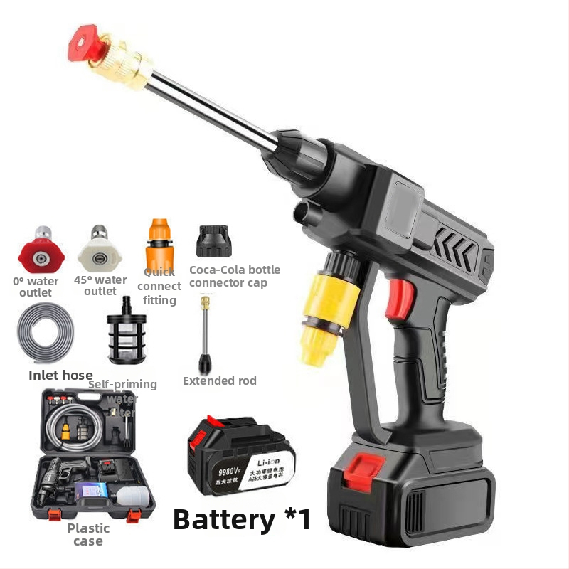 Bezdrôtový vysokotlaký čistič auta s 21V Li batériou, 300W, 5L nádrž, 5m hadica