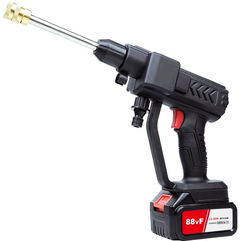 Pistol de spălare auto fără fir, înaltă presiune, baterie Li-ion de 21V, 300W, rezervor de 5L, furtun de 5m