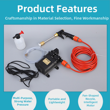 Dispozitiv portabil de spălat auto, alimentare 12V, pompă dublă și funcționare automată