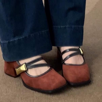Baršunaste Mary Jane Ženske cipele, slip-on, niski mačji pet