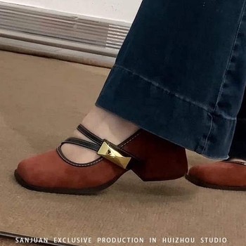 Baršunaste Mary Jane Ženske cipele, slip-on, niski mačji pet