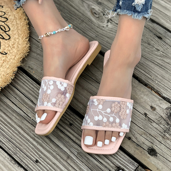 Ženske papuče s jednim remenom, gornji dio od mreže, PU đon, slip-on, za svakodnevnu upotrebu (Proljetnje 2025)