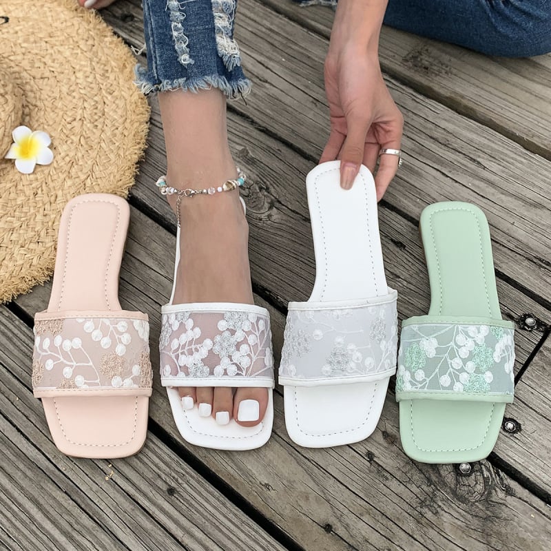 Ženske papuče s jednim remenom, gornji dio od mreže, PU đon, slip-on, za svakodnevnu upotrebu (Proljetnje 2025)