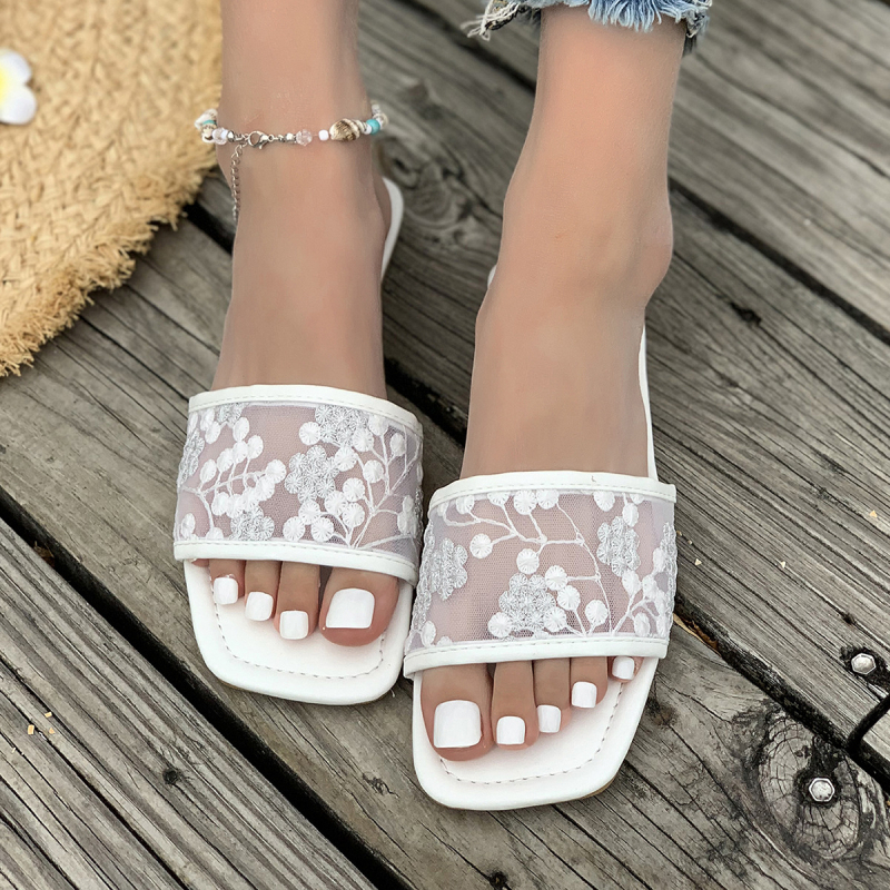 Ženske papuče s jednim remenom, gornji dio od mreže, PU đon, slip-on, za svakodnevnu upotrebu (Proljetnje 2025)