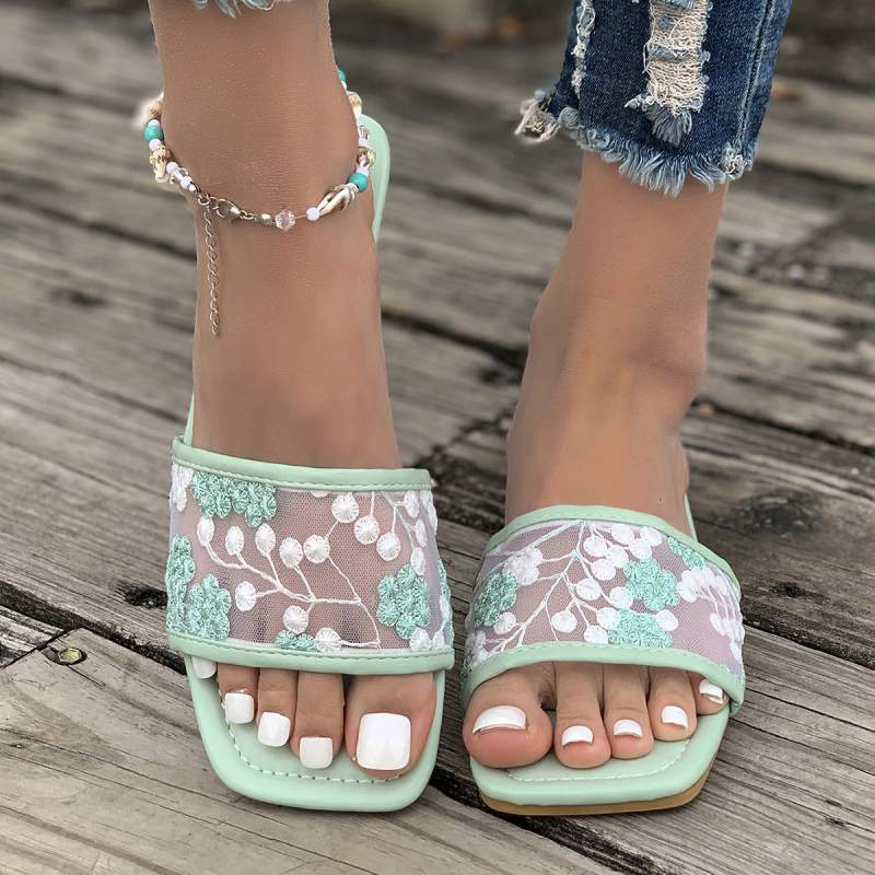 Ženske papuče s jednim remenom, gornji dio od mreže, PU đon, slip-on, za svakodnevnu upotrebu (Proljetnje 2025)