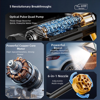 Mașină de spălat auto wireless – dispozitiv portabil de înaltă presiune cu baterie litiu, 21V, 170W, 30 bar, 210 L/h