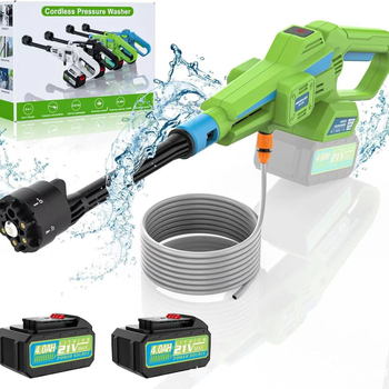Spălător auto portabil, fără fir, cu baterie litiu; corp din plastic; lungime conductă ieșire 5; lungime perie 10; potrivit pentru spălarea mașinilor acasă, udarea grădinii și pulverizarea pesticidelor.