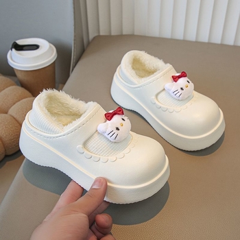 Dječje papuče od pamuka za djevojčice s mačjim uzorkom, protuklizna EVA potplata, topla unutrašnjost, za unutarnju upotrebu, za uzrast 1–3 godine