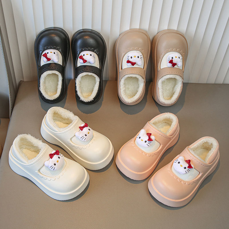 Dječje papuče od pamuka za djevojčice s mačjim uzorkom, protuklizna EVA potplata, topla unutrašnjost, za unutarnju upotrebu, za uzrast 1–3 godine