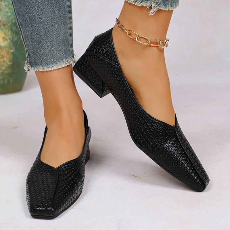 Ženske cipele s kvadratnim nosom, PU gornji dio, jedne boje, srednji pet, Kick zatvaranje